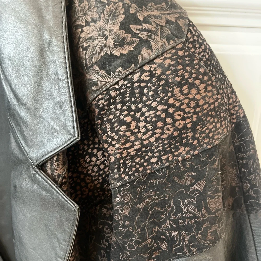 Vintage Adler 80s / 90s Black Suede Oversized Leather Jacket coat - Size small - Picture 4 of 15